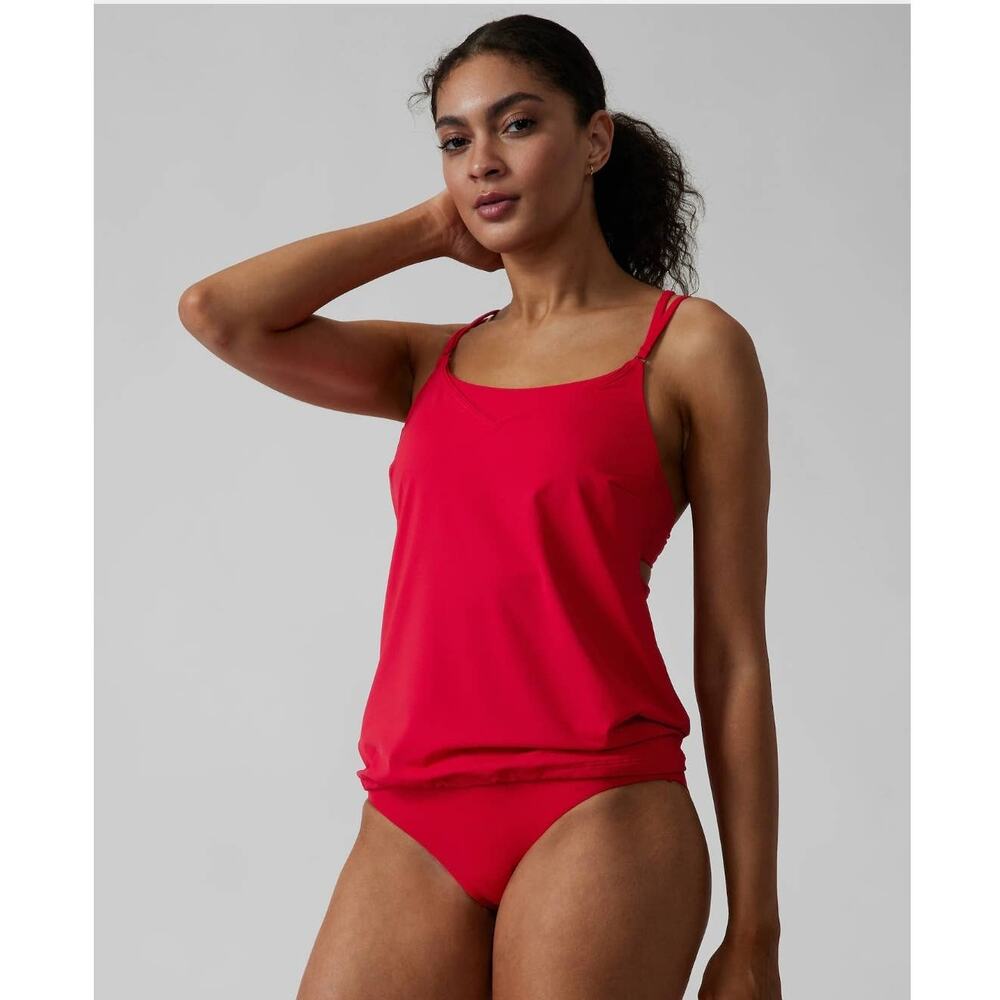 NWT Athleta Seascape Blousy Tankini - 32 B/C - matador red = 32 B/C
